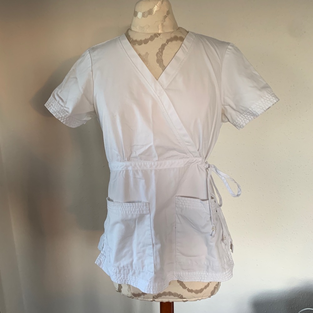 White Koi scrub top.
